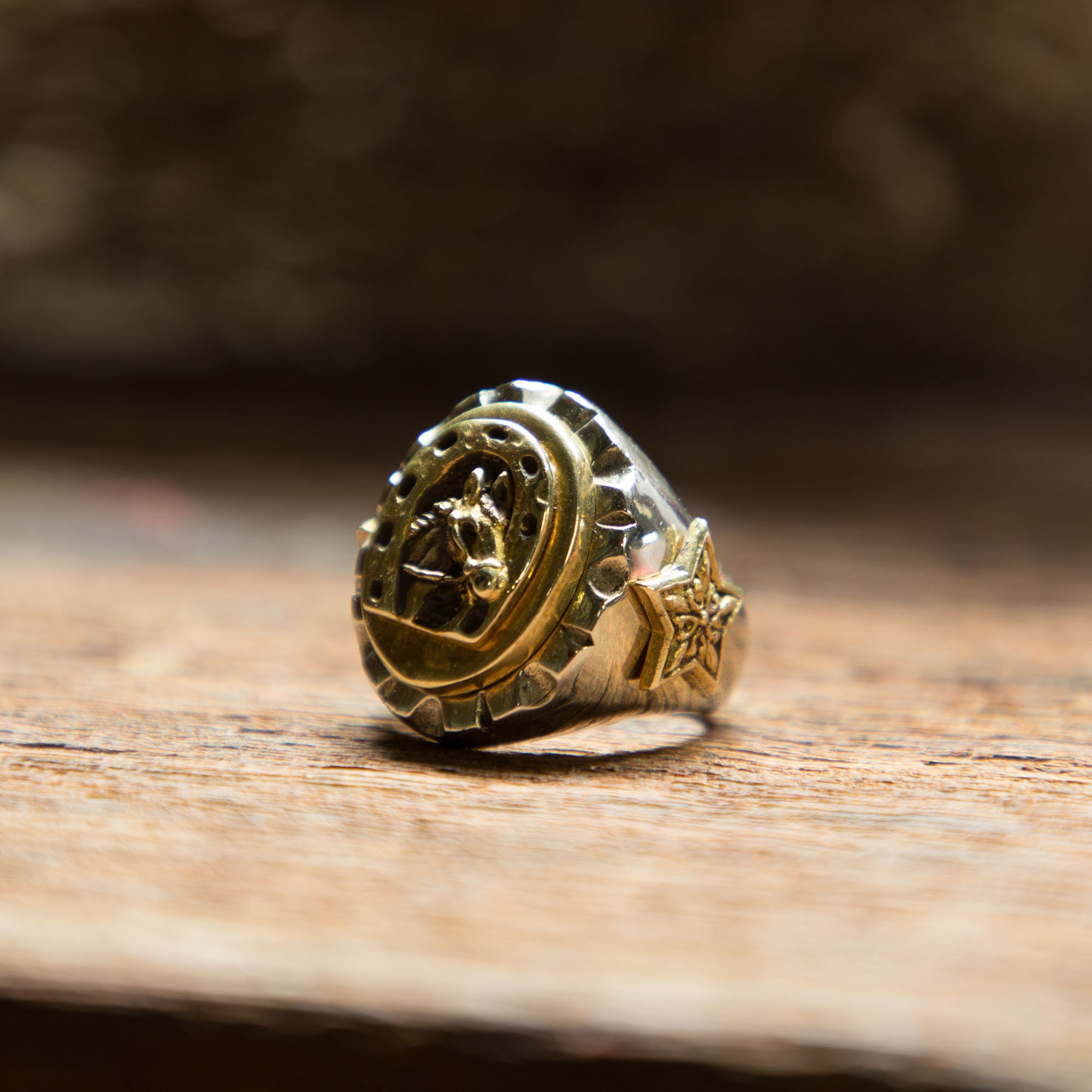 Horseshoe Star Mexican Ring for Men Made of Sterling Silver 925