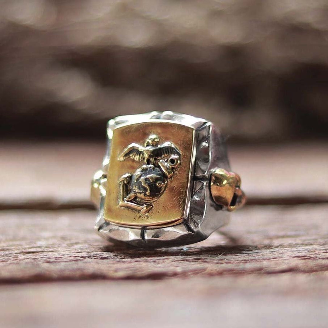 WWII Marine Corps Mexican Ring for Men Made of Sterling WWII Marine Corps Mexican Ring for Men Made of Sterling