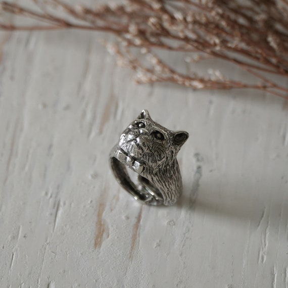Anillo de gato de plata sale