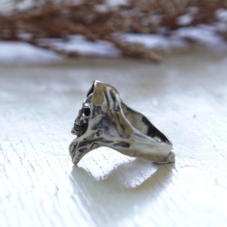 Grim Reaper Skull Hood Ring for Men Made of Sterling Silver | Etsy