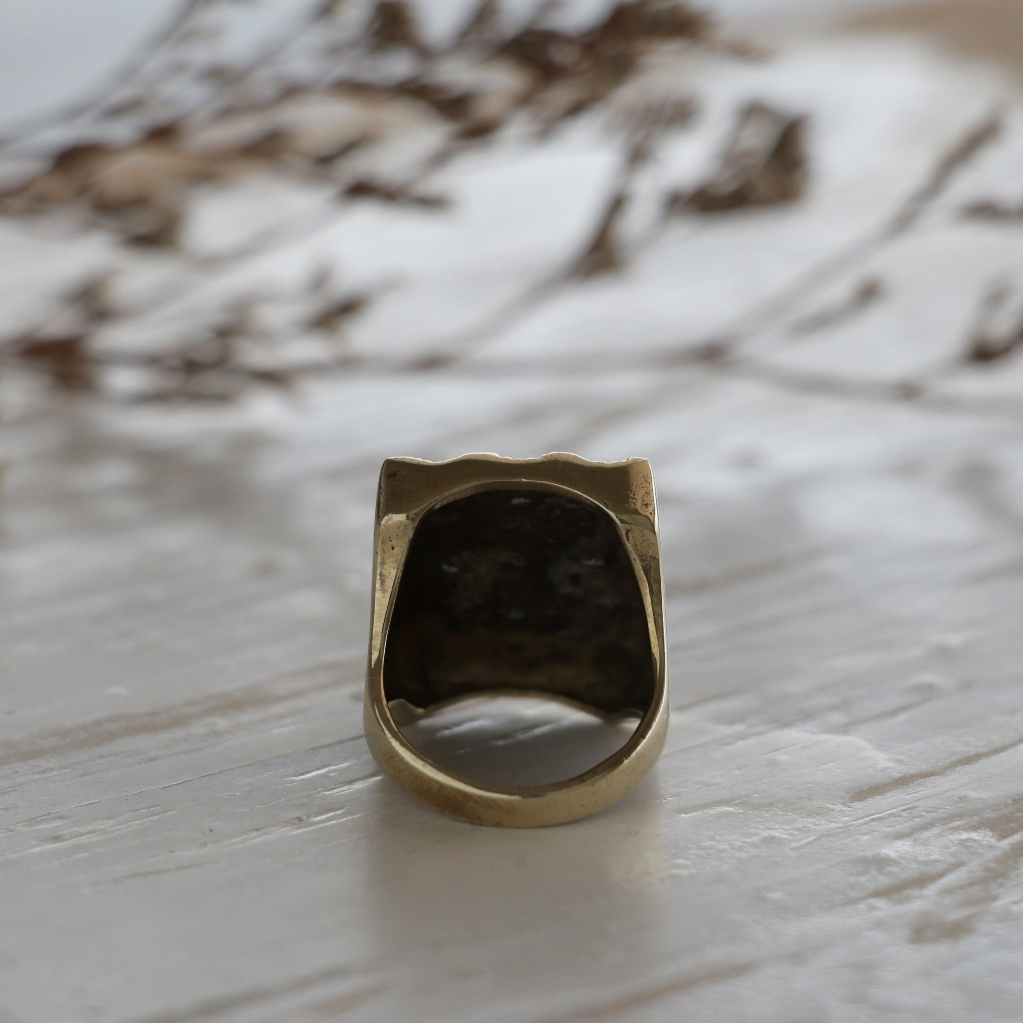 Eagles Mexican Biker Ring for Man Made of Brass and Silver