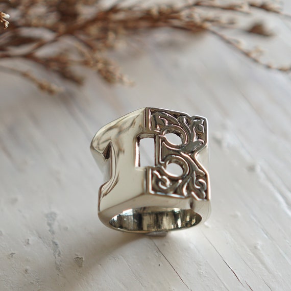 925 デザイン リング サイズ13 Lucky Number 13 Ring 925 STERLING SILVER Skull and Bones