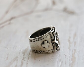 Cross Vintage Ring for Men Made of Sterling Silver 925