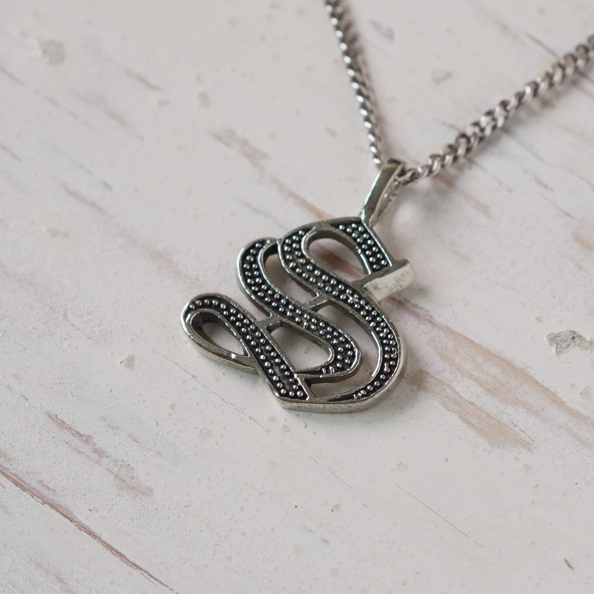 alphabet S pendant necklace for men made of sterling silver 925 gothic style