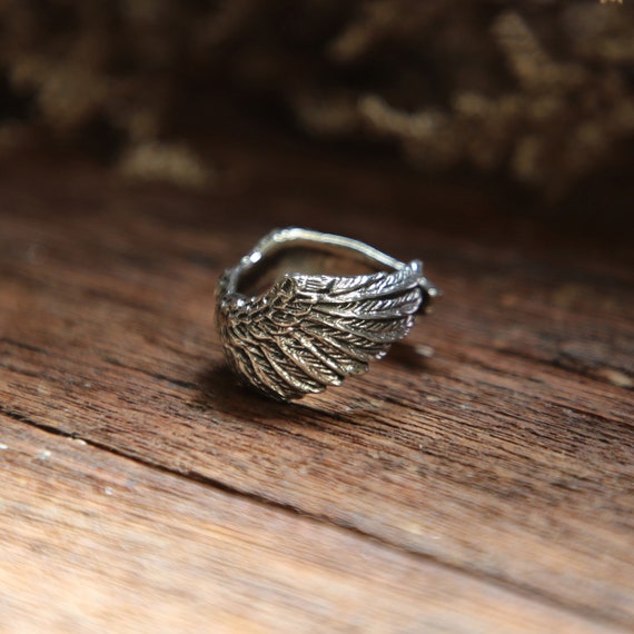 owl Angel Wings Ring women sterling silver 925 bohemian bird minimal