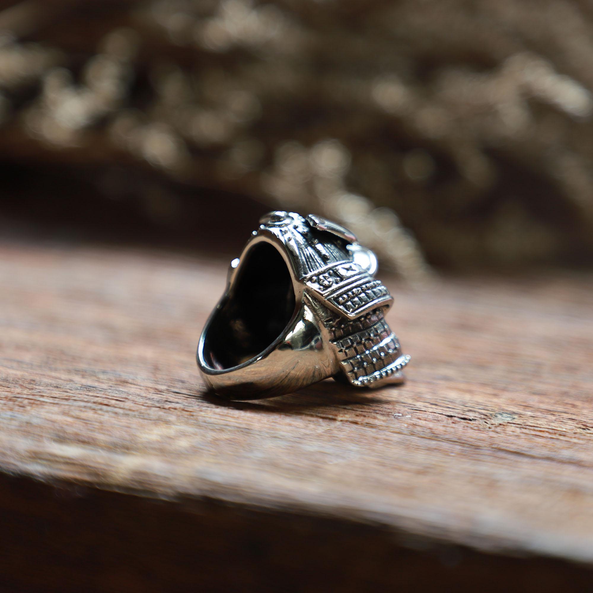 Bague Homme Tête De Dragon En Argent 925 - Style Samouraï Japonais - Taille Libre Et Ajustable - Faite Main