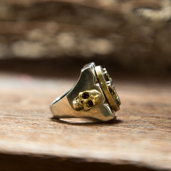 Vintage Cross and Skull Mexican Ring for Men Made of Vintage Cross and Skull Mexican Ring for Men Made of