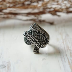 Ace spades tentacles Ring for men made of sterling silver 925 biker style