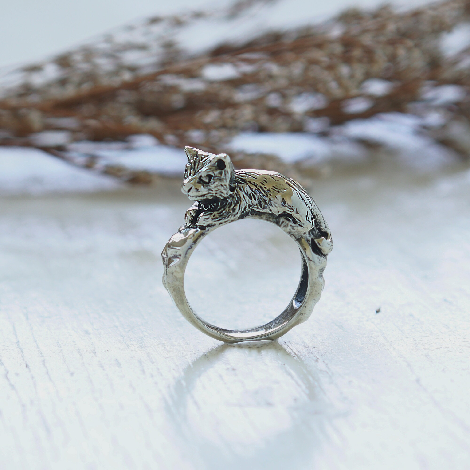 SHUI オリジナルデザイン 925スターリングシルバー 猫の指輪 SHUI オリジナルデザイン 925スターリングシルバー 猫の指輪