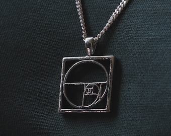 Golden Ratio pendant necklace for men made of sterling silver 925 Geometry