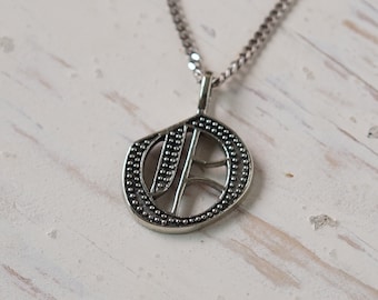 alphabet O pendant necklace for men made of sterling silver 925 gothic style