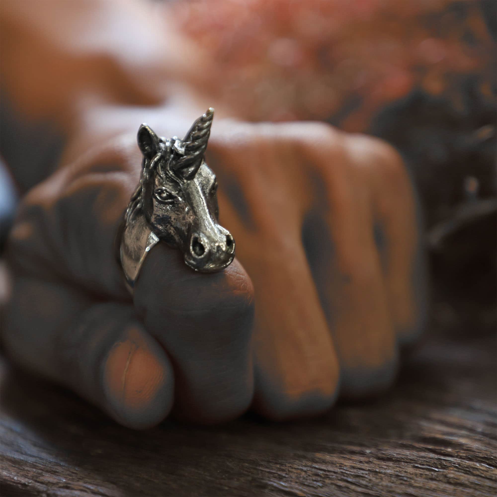 Anello Unicorno Cavallo Da Uomo Realizzato In Argento Sterling - Foto 10