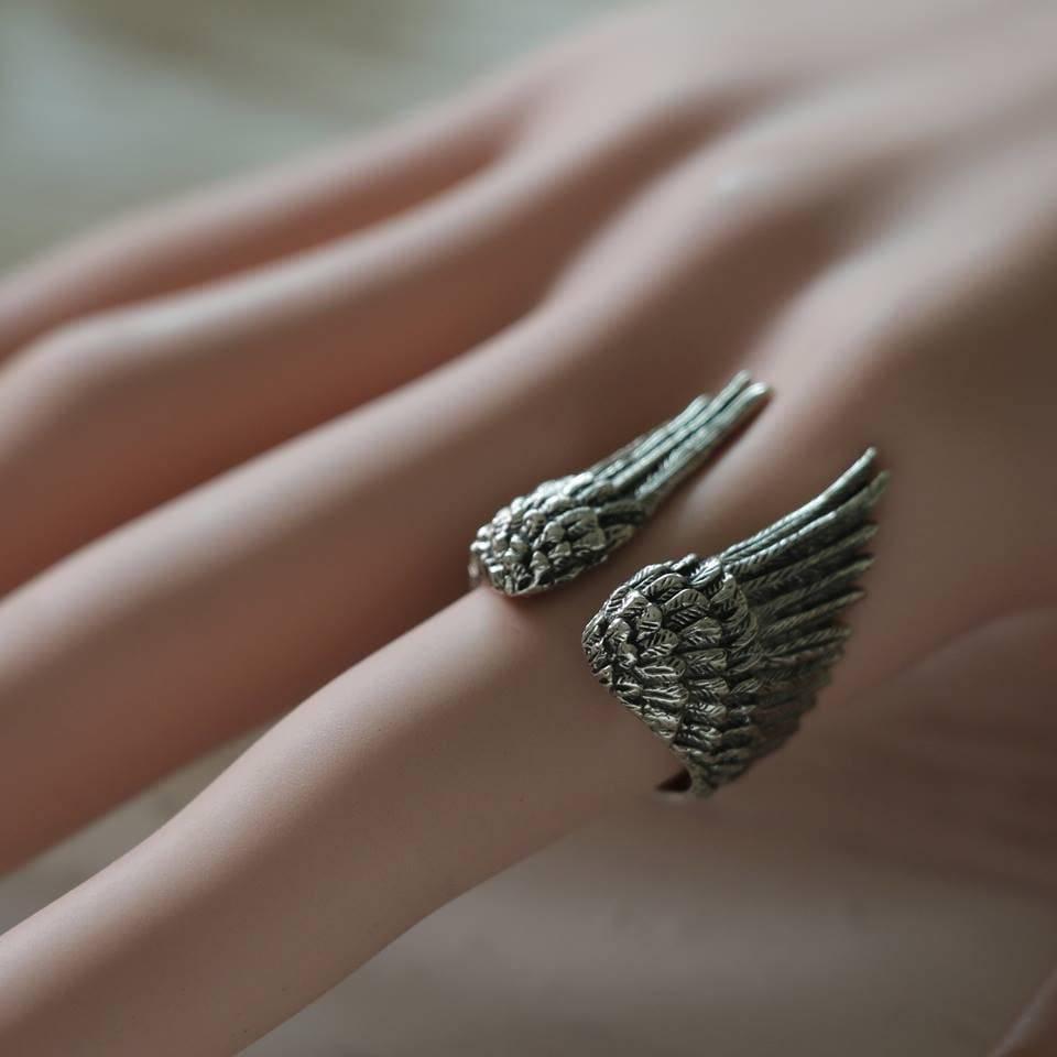 New 925 Sterling Silver Open Ring Angel Wings Shape For Women Jewelry B140 