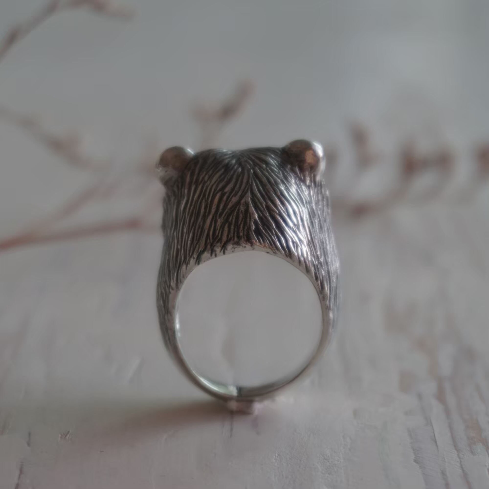男性用クマの指輪 スターリングシルバー925製 動物 - Etsy 日本