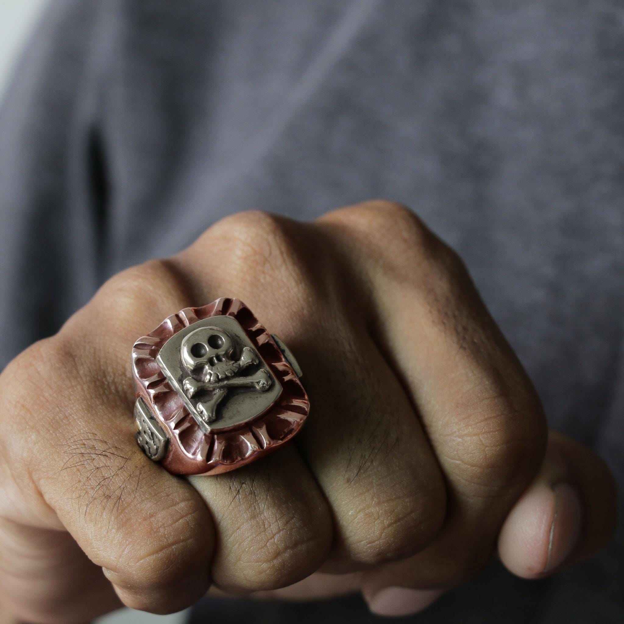 Crossbones Mexican Biker Ring for Men Made of Sterling Silver 925