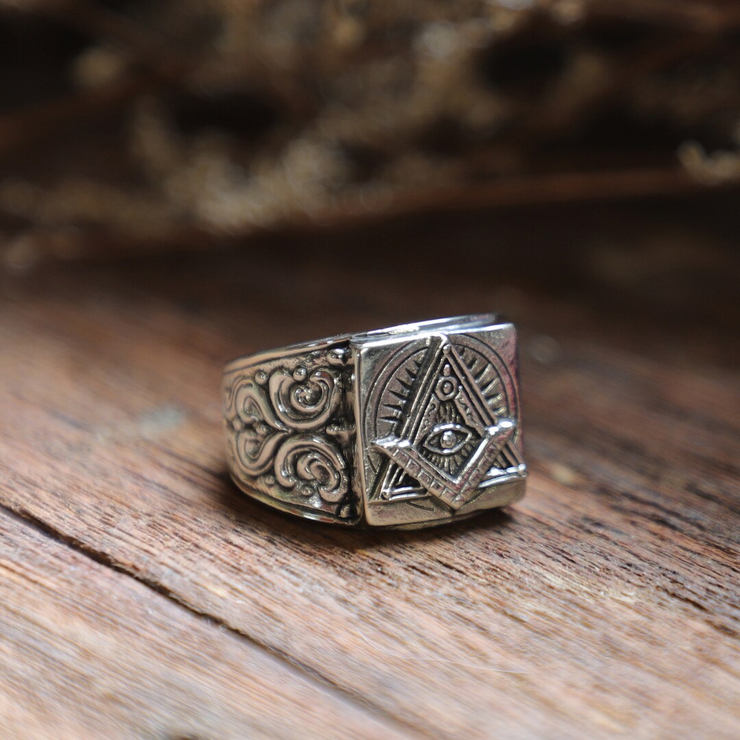 Freemason Ring for Men Made of Sterling Silver 925 Gothic - Etsy