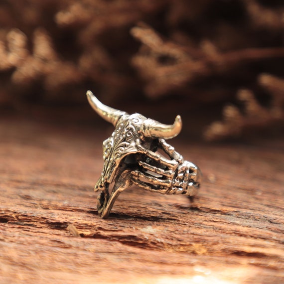 Buffalo skull best sale ring