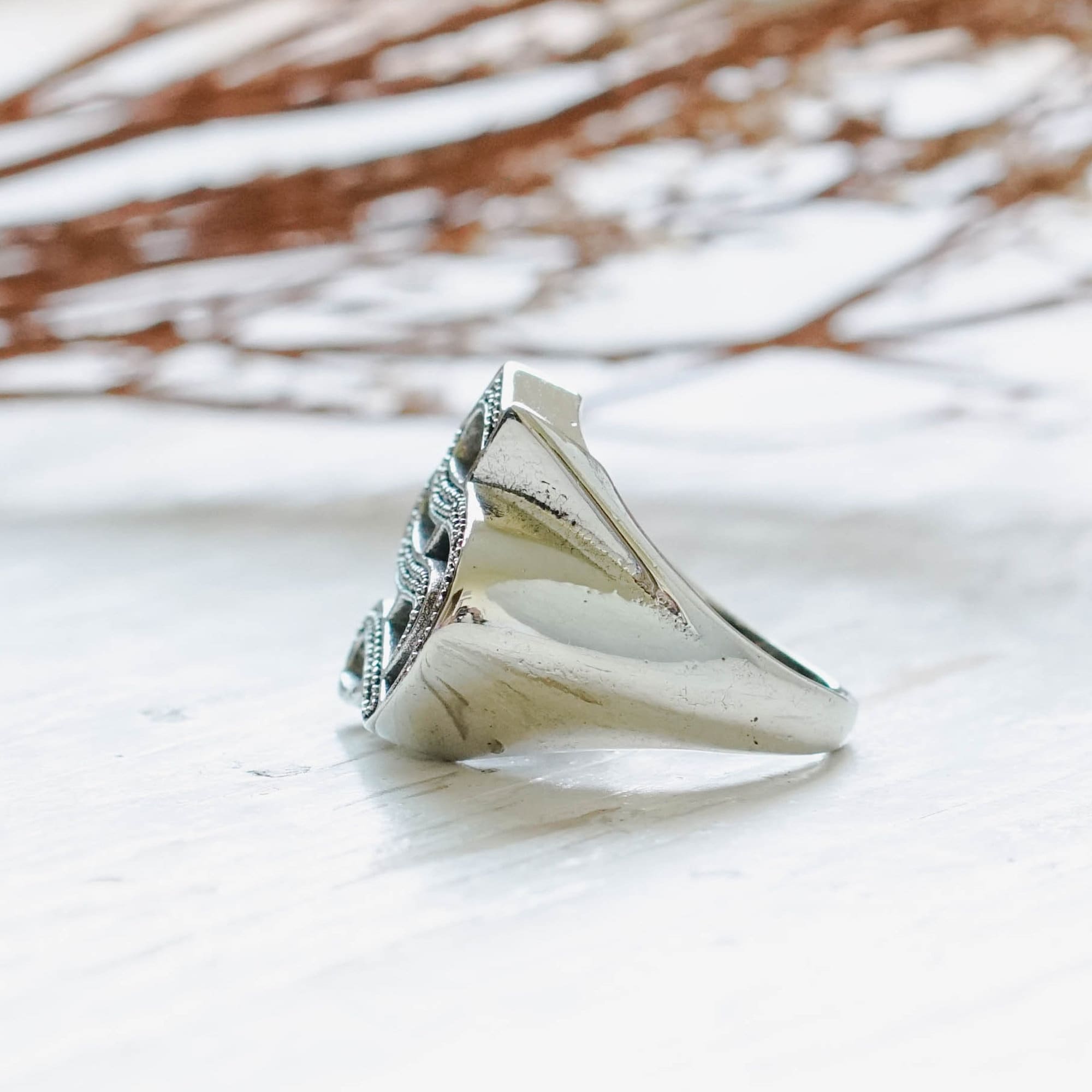 S Letter Old English Ring for Men Made of Sterling Silver