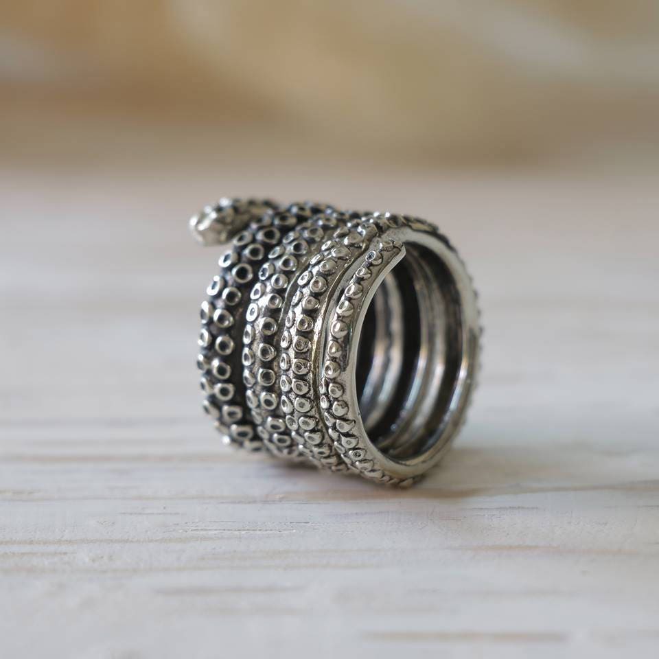 Tentacle Octopus Ring for Men Made of Sterling Silver 925