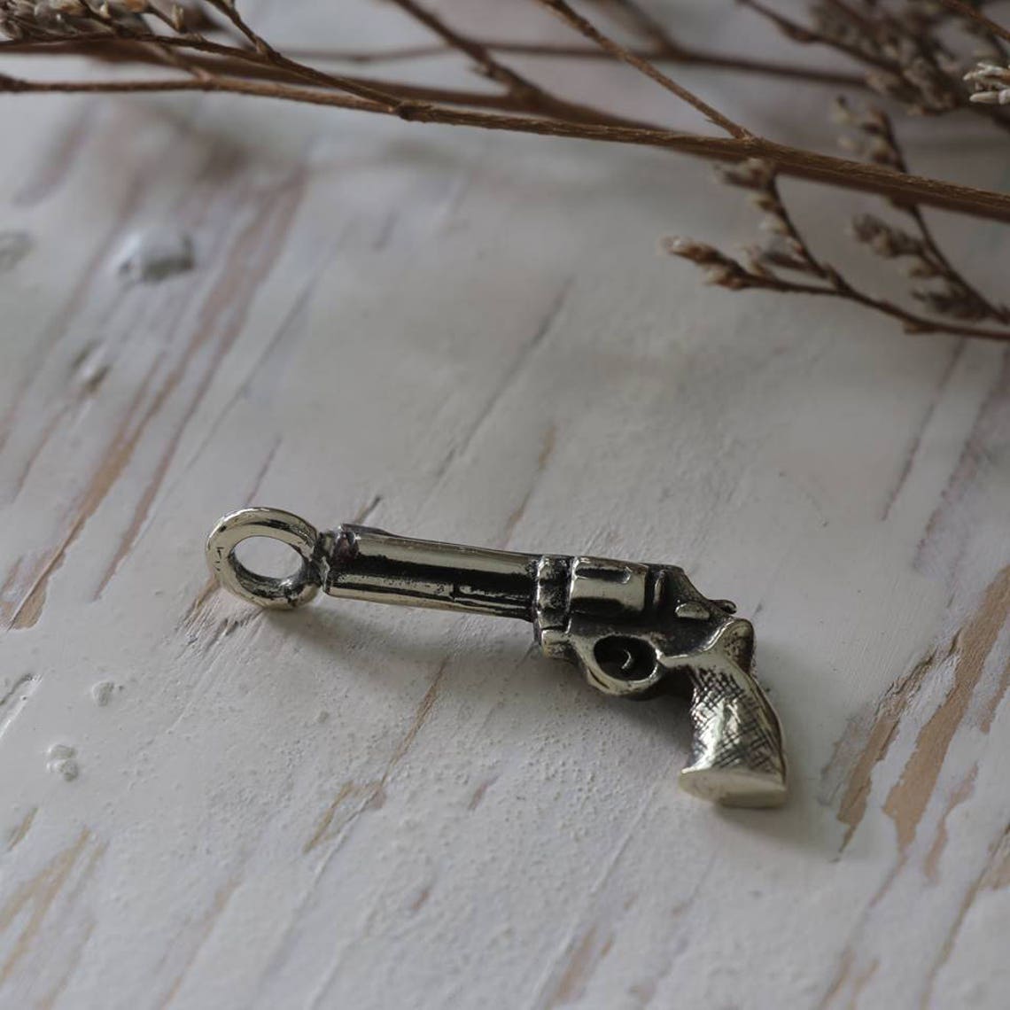 Gun Pendant Necklace for Unisex Made of Sterling Silver 925 Etsy