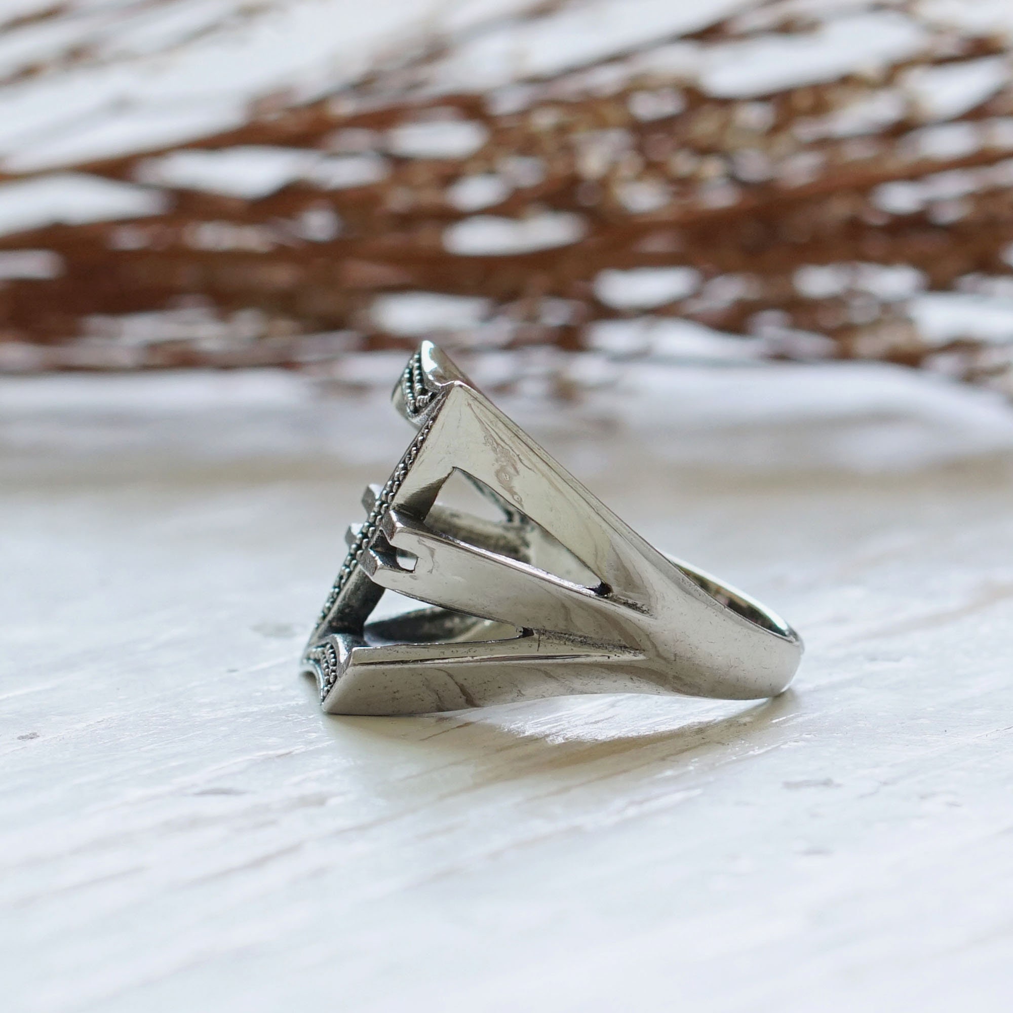 Z Letter Old English Ring for Men Made of Sterling Silver 925