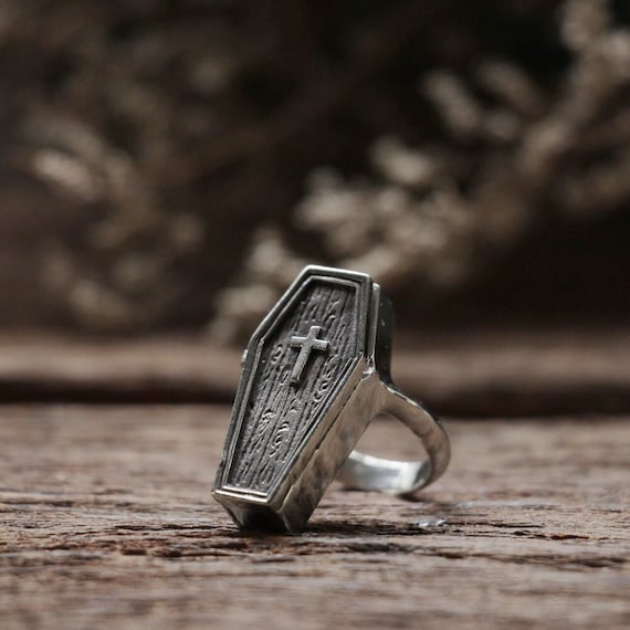 Coffin ring for unisex made of sterling silver 925 gothic | Etsy