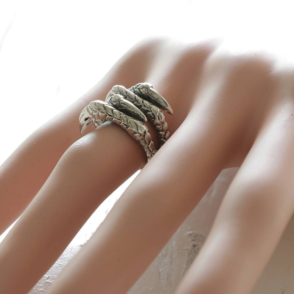 Bague Dragon Massif Style Biker En Argent 925 - Taille 64 (20,3 Mm) - Anneau Argenté