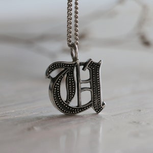 Letters U pendant necklace for unisex made of sterling silver 925 biker style