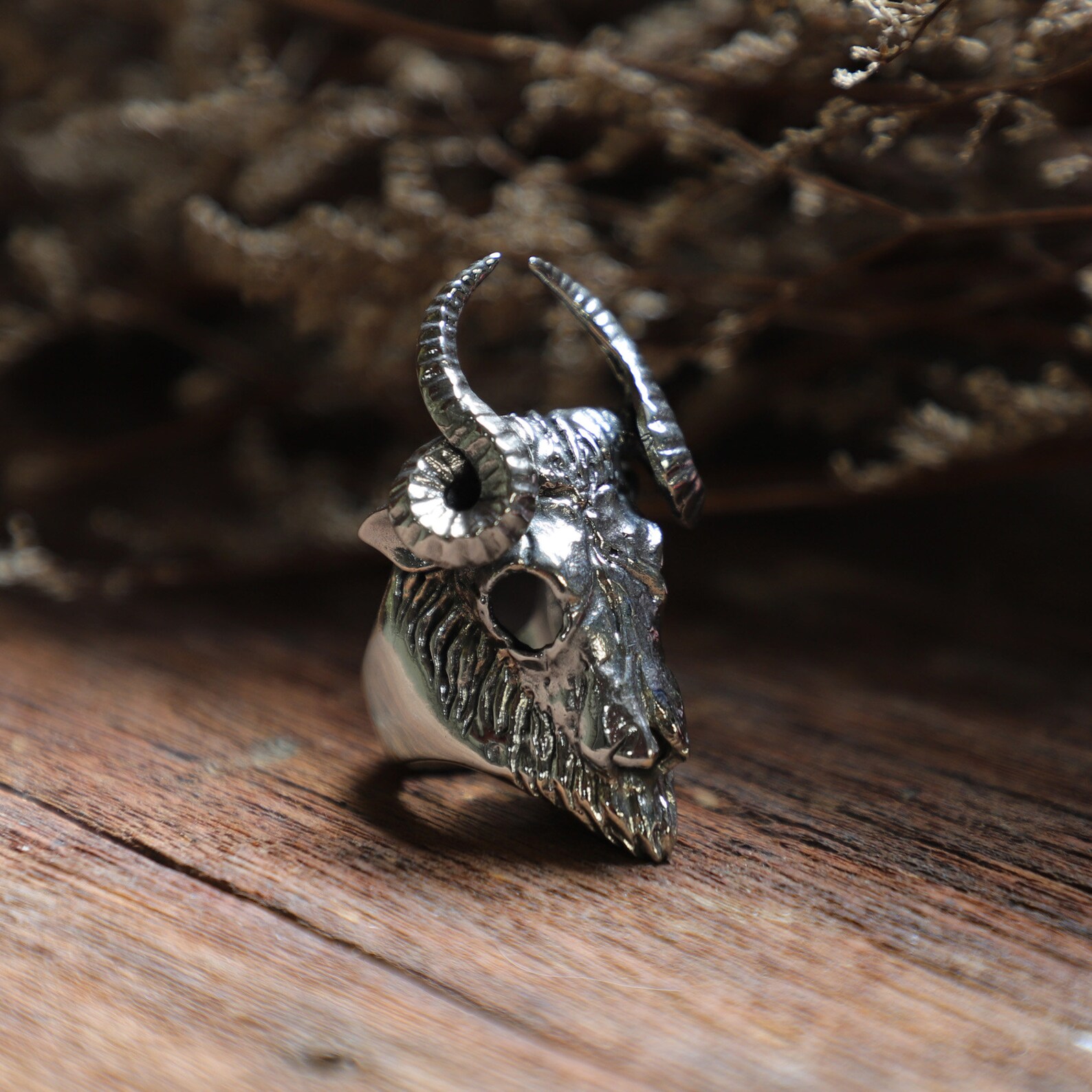 Horned Goat Ring for Men Made of Sterling Silver 925 Satanism Etsy