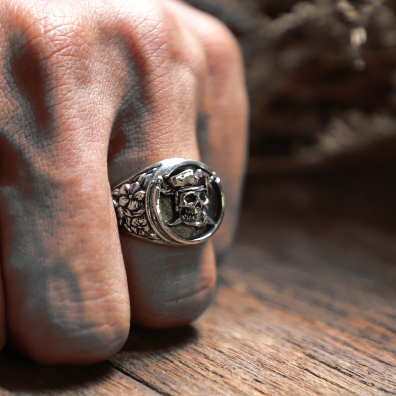 Pirate Skull Ring for Men Made of Sterling Silver 925 Vintage Etsy