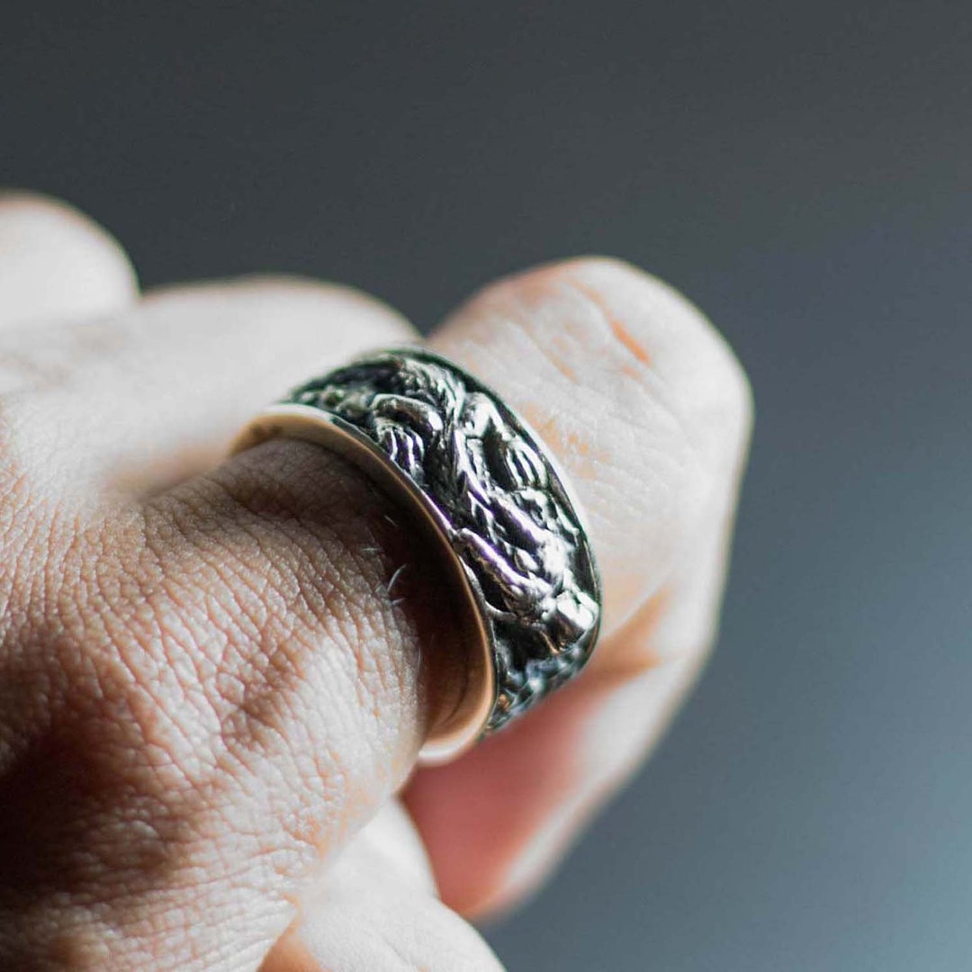 Bague dragon chinois pour unisexe en argent sterling 925 style