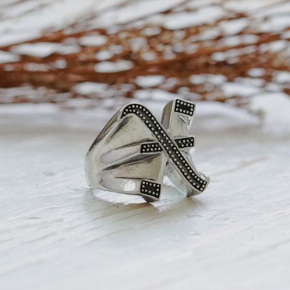 X Letter Old English Ring for Men Made of Sterling Silver 925 Biker Style -  Etsy