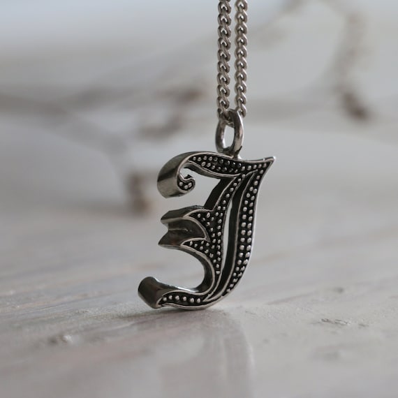 Sterling silver j necklace deals