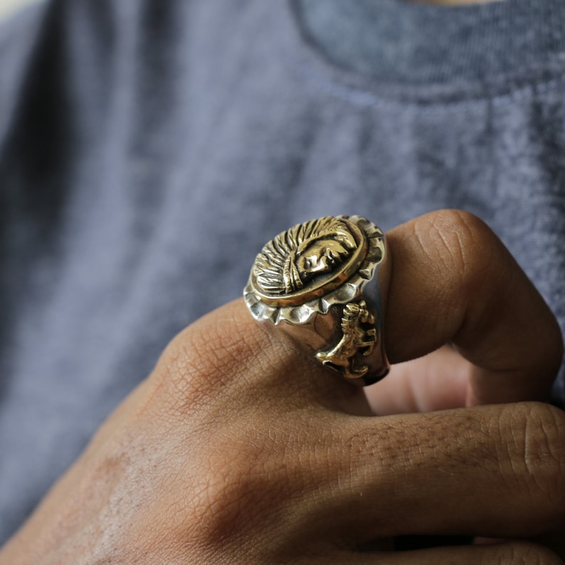 Indians Ring Mexican Ring for Men Made of Sterling Silver 925 Etsy