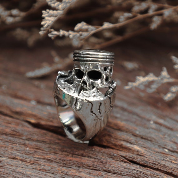 Skull Piston Head Ring for Men Made of Sterling Silver 925 Biker Style - Etsy Skull Piston Head Ring for Men Made of Sterling Silver 925 Biker Style - Etsy