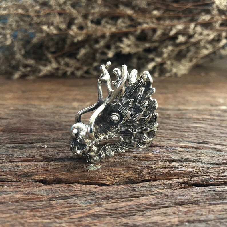 Chinese Dragon Ring for Men Made of Sterling Silver 925 Biker - Etsy