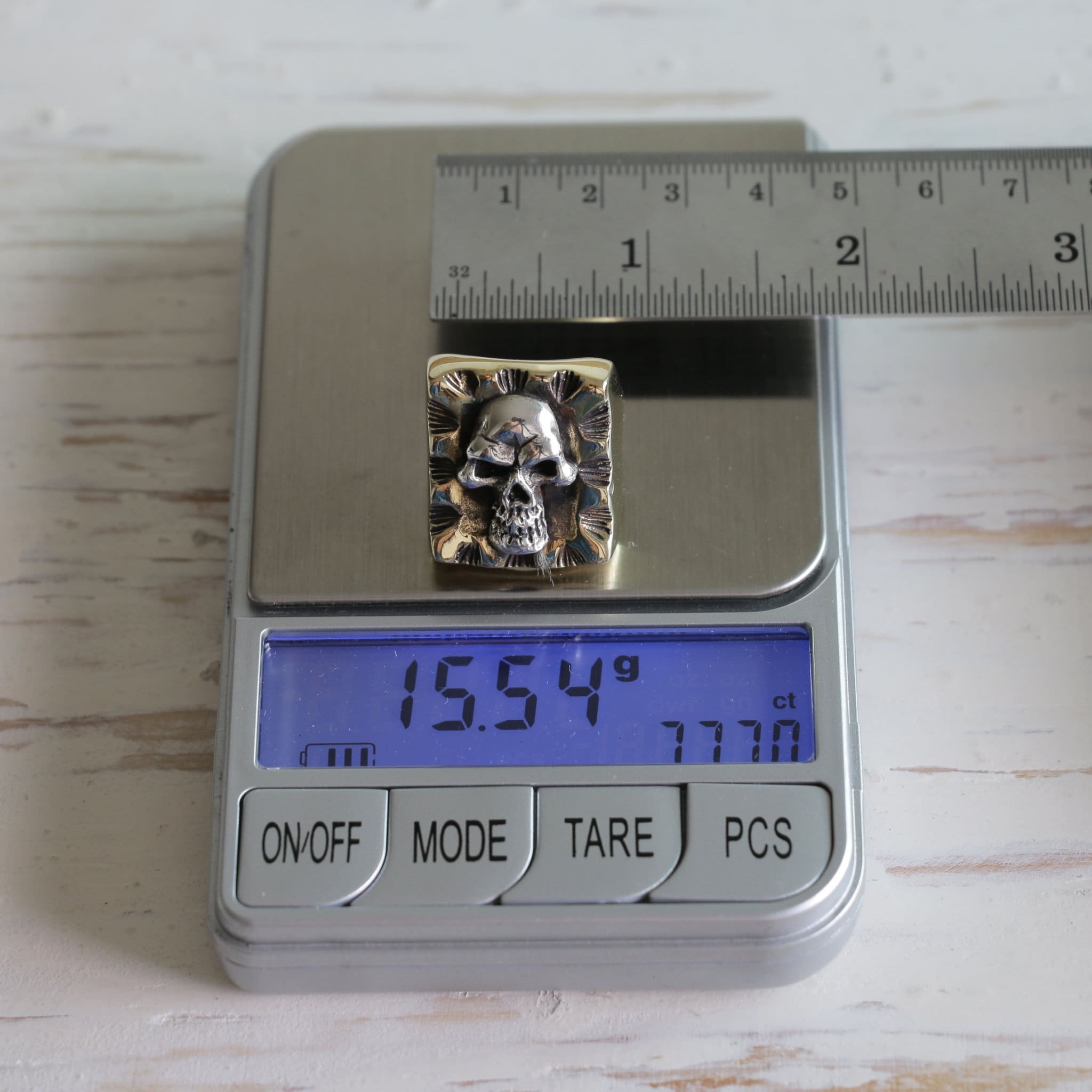 Anello massonico Memento Mori - oro e argento