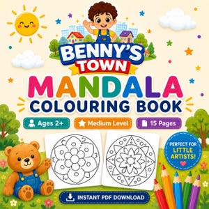 Mandala kleurboek voor peuters | Eenvoudige leuke patronen voor kinderen van 2-3 jaar | Gemiddeld niveau (pdf-download)