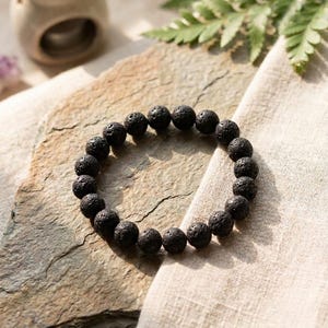 Lavastenarmband herr/dam, Aromaterapidiffusor, Unisex töjbara pärlsmycken