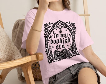 In My Bookish Era T-Shirt | Booklover Graphic Tee, Gothic Floral Reading Design