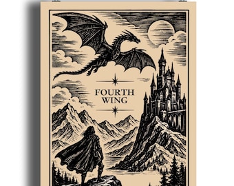 Fourth Wing Art Print, Dragon Rider Fantasy Wall Art, Empyrean Inspired Decor