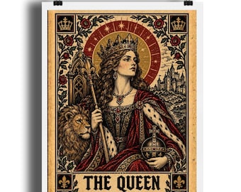 The Queen Art Print, Traditional Tattoo Woman Wall Art, Gothic Vintage Decor