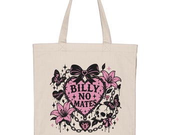 Billy No Mates Tote Bag, Recycled Cotton Canvas, Grunge Streetwear Accessory