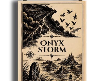 Onyx Storm Art Print, Dragon Rider Fantasy Wall Art, Empyrean Inspired Decor