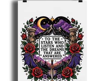 ACOTAR Art Print, Fantasy Bookish Wall Art, Romantasy Decor, Book Lover Gift