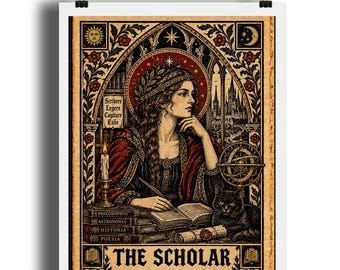 The Scholar Art, Dark Academia Gothic Library Print Wall Art (Print) -> The Scholar Art Print, Dark Academia Gothic Library Print