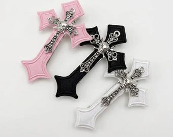 Haarspeldjes Gothic Skull Cross: geborduurde patches, metaalfiligraan, Y2K Alt-stijl