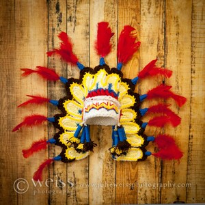 Thanksgiving Indian hat/Cherokee/, perfect newborn photo prop. image 4