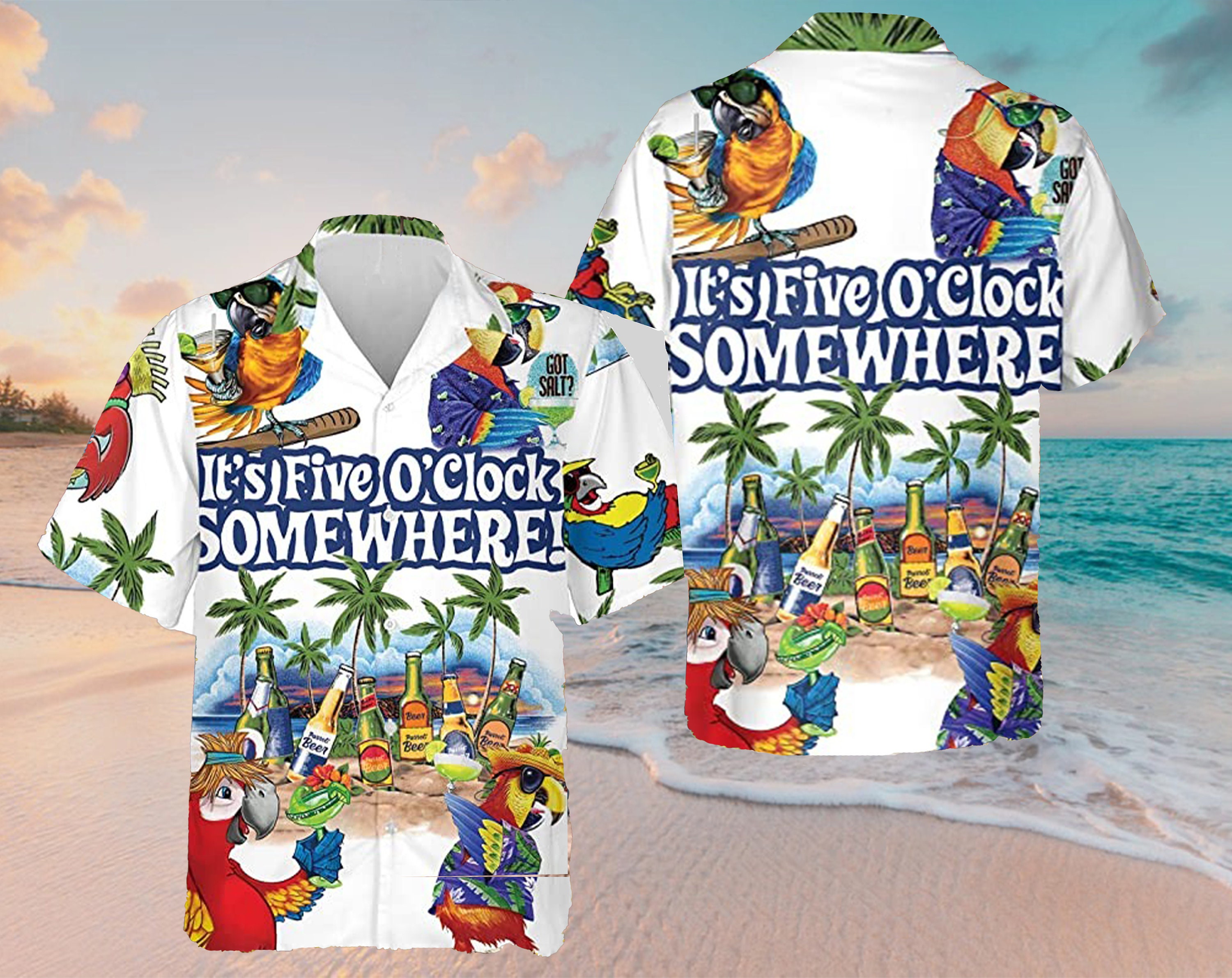 It's Five O'Clock Somewhere Parrot Hawaiian Shirt