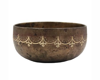 Etched Handmade Tibetan Singing Bowl Small Percussion Instruments Yoga Gifts Sound Therapy Bowl Spiritual (5")